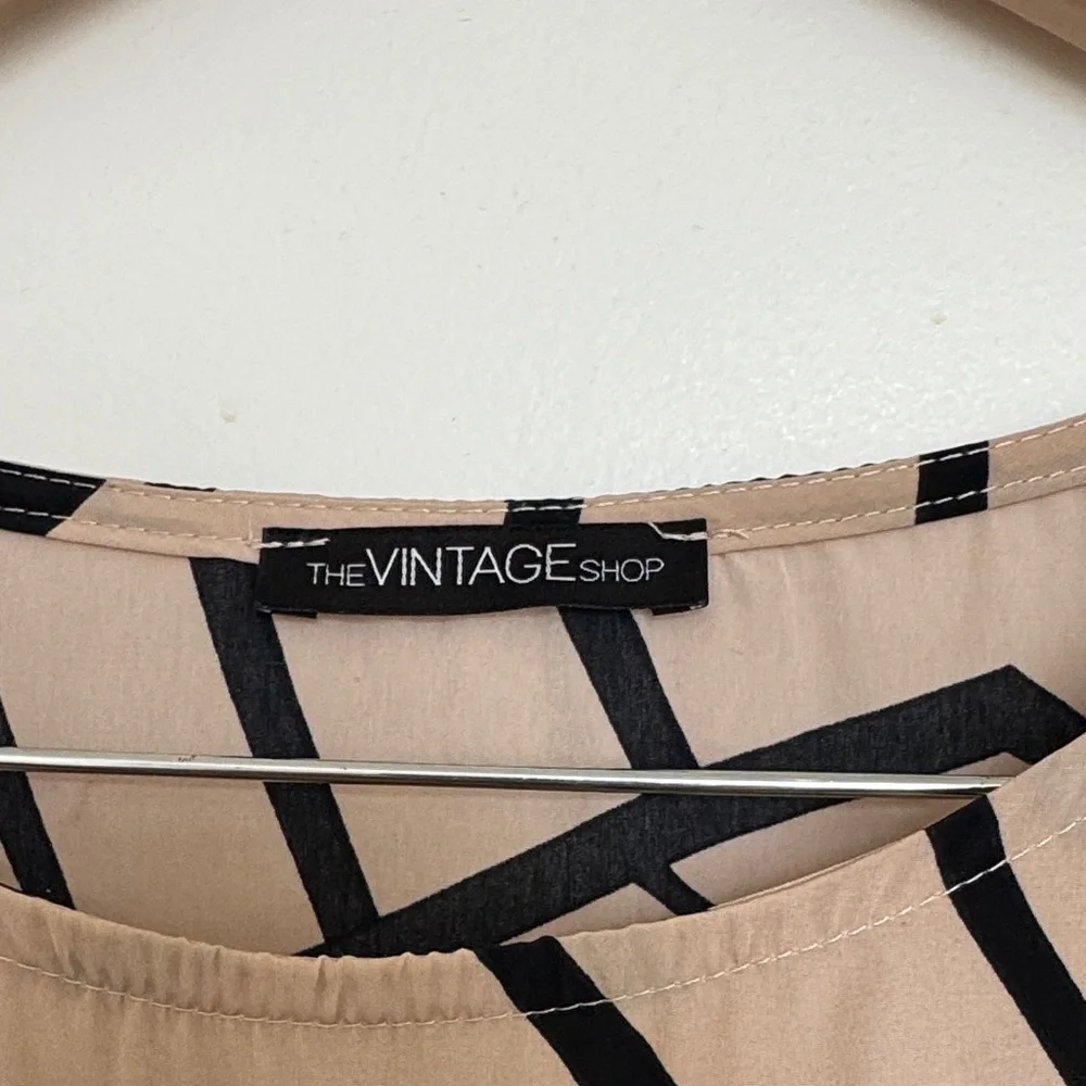 The Vintage Shop Beige and Black Geometric Mini Dress - Picture 2 of 3